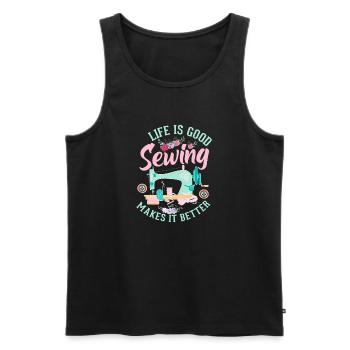 Nähen - Männer Premium Bio Tank Top - Schwarz - Vorne - AI Model Male 178 light (178cm)