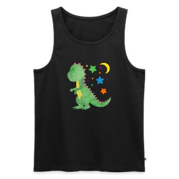 Kleiner Dino mit Mond und Sternen Dinobaby - Männer Premium Bio Tank Top - Schwarz - Vorne - AI Model Male 178 light (178cm)