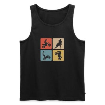 Motorcross Vintage Design / Idée cadeau - Débardeur bio Premium Homme - noir - Devant - Michal (187cm)