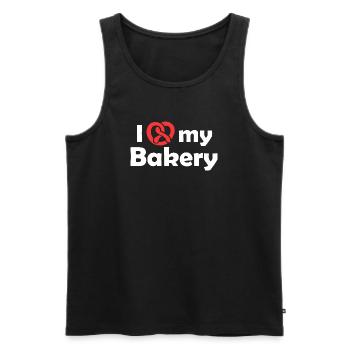 pretzel brezel bakery bäckerei bäcker symbol Logo - Männer Premium Bio Tank Top - Schwarz - Vorne - AI Model Male 178 light (178cm)