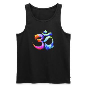 Om arcenciel aquarelle - Débardeur bio Premium Homme - noir - Devant - Michal (187cm)