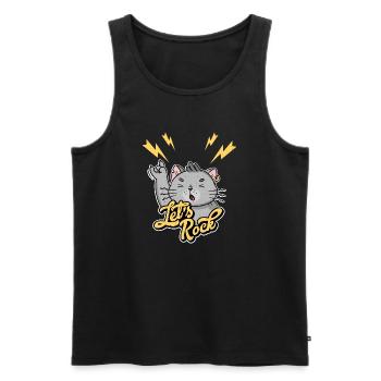 Let's Rock Rock n Roll Vintage Humor Cat - Men's Premium Organic Tank Top - black - Front - AI Model Male 178 light (178cm)