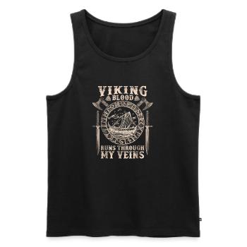 Wiking Blood Rune Motif Design - Men's Premium Organic Tank Top - black - Front - AI Model Male 178 light (178cm)