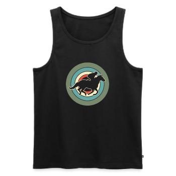 Horse Equestrian Equestrian Retro - Men's Premium Organic Tank Top - black - Front - AI Model Male 178 light (178cm)
