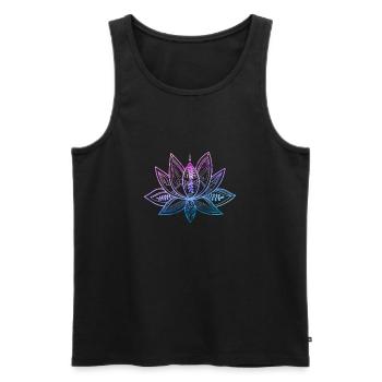 Lotusblume Meditation Yoga Gradient pink blau - Männer Premium Bio Tank Top - Schwarz - Vorne - AI Model Male 178 light (178cm)