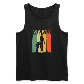 Mama Silhouette im Retrofarben Design Muttertag - Männer Premium Bio Tank Top - Schwarz - Vorne - Michal (187cm)