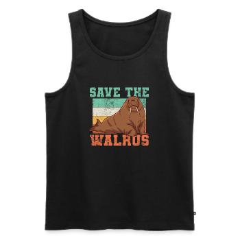 Walrus Conservation Vintage - Men's Premium Organic Tank Top - black - Front - AI Model Male 178 light (178cm)