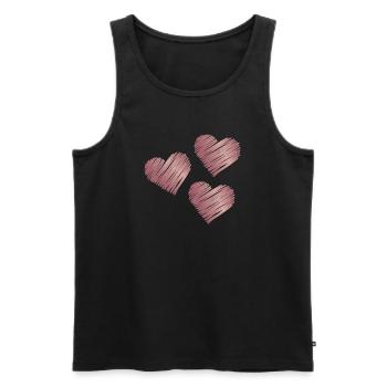 Coups de pinceau en forme de cœur rose or - Débardeur bio Premium Homme - noir - Devant - AI Model Male 178 light (178cm)