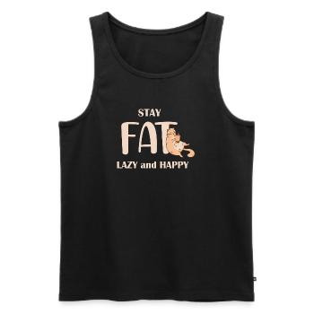 Stay Lazy Happy Cat Lover Saying - Men's Premium Organic Tank Top - black - Front - Michal (187cm)