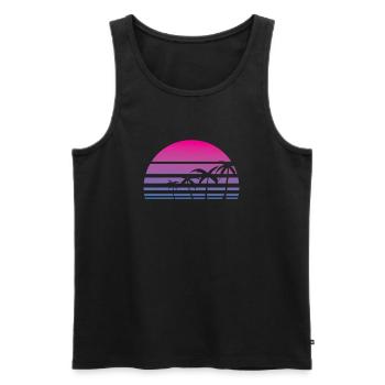 Palm Tree Tropical Summer Retro - Men's Premium Organic Tank Top - black - Front - AI Model Male 178 light (178cm)