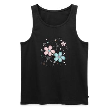 zarte Blüten in Rosa und Türkis - Männer Premium Bio Tank Top - Schwarz - Vorne - AI Model Male 178 light (178cm)
