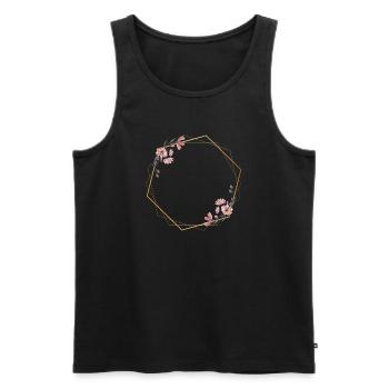 Geometric elegance with pink flowers - Men's Premium Organic Tank Top - black - Front - AI Model Male 178 light (178cm)
