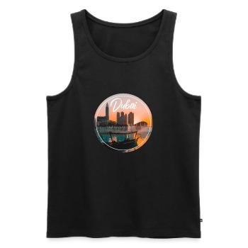 Bateau Skyline du Coucher de Dubaï - Débardeur bio Premium Homme - noir - Devant - Michal (187cm)