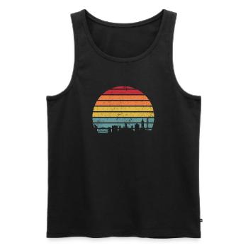 Retro Sunset Skyline Silhouette - Men's Premium Organic Tank Top - black - Front - AI Model Male 178 light (178cm)