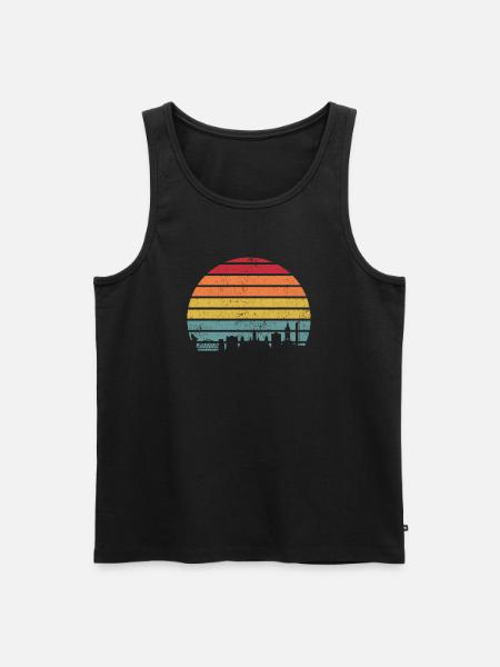 Retro Sunset Skyline Silhouette - Men's Premium Organic Tank Top - black