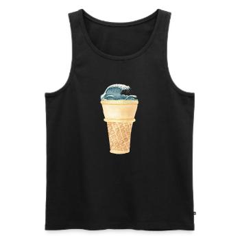 Glace Kanagawa Vague de glace vintage - Débardeur bio Premium Homme - noir - Devant - Michal (187cm)