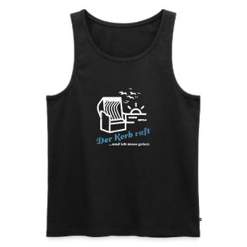 Der Korb ruft - Strandkorb Erholung Strand - Männer Premium Bio Tank Top - Schwarz - Vorne - Michal (187cm)