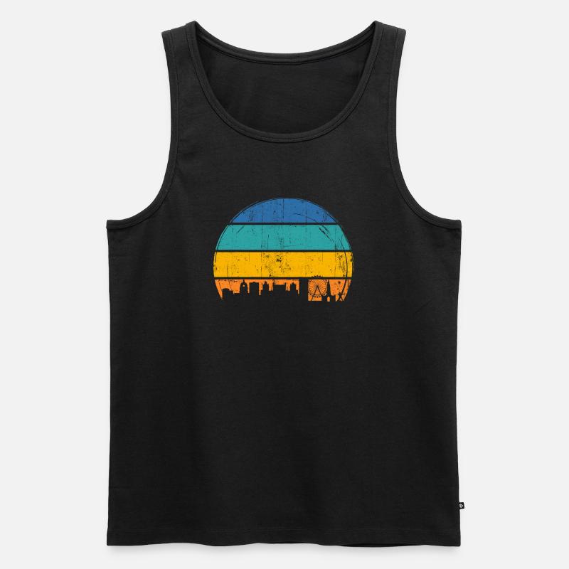 Urbane Sonnenuntergangs-Skyline - Männer Premium Bio Tank Top - Schwarz