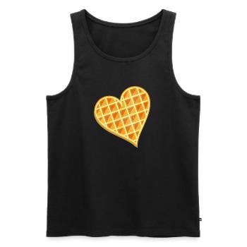 goldbraune Waffel in Herz Form mit Puderzucker - Männer Premium Bio Tank Top - Schwarz - Vorne - Michal (187cm)