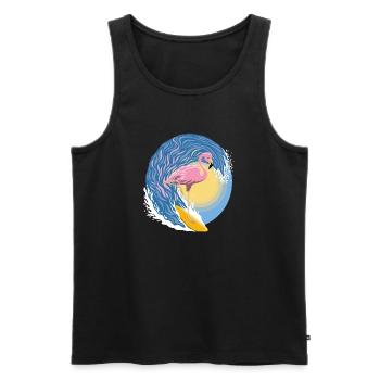 Flamant rose surfeur - Débardeur bio Premium Homme - noir - Devant - Michal (187cm)