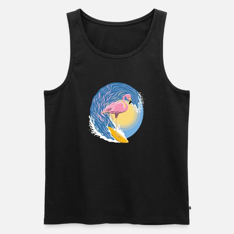 Flamingo-Surfer - Männer Premium Bio Tank Top - Schwarz