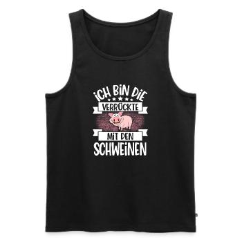 Schwein Landwirtin - Männer Premium Bio Tank Top - Schwarz - Vorne - Michal (187cm)