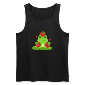 Frosch Erdbeere Kawaii - Männer Premium Bio Tank Top - Schwarz - Vorne - Michal (187cm)