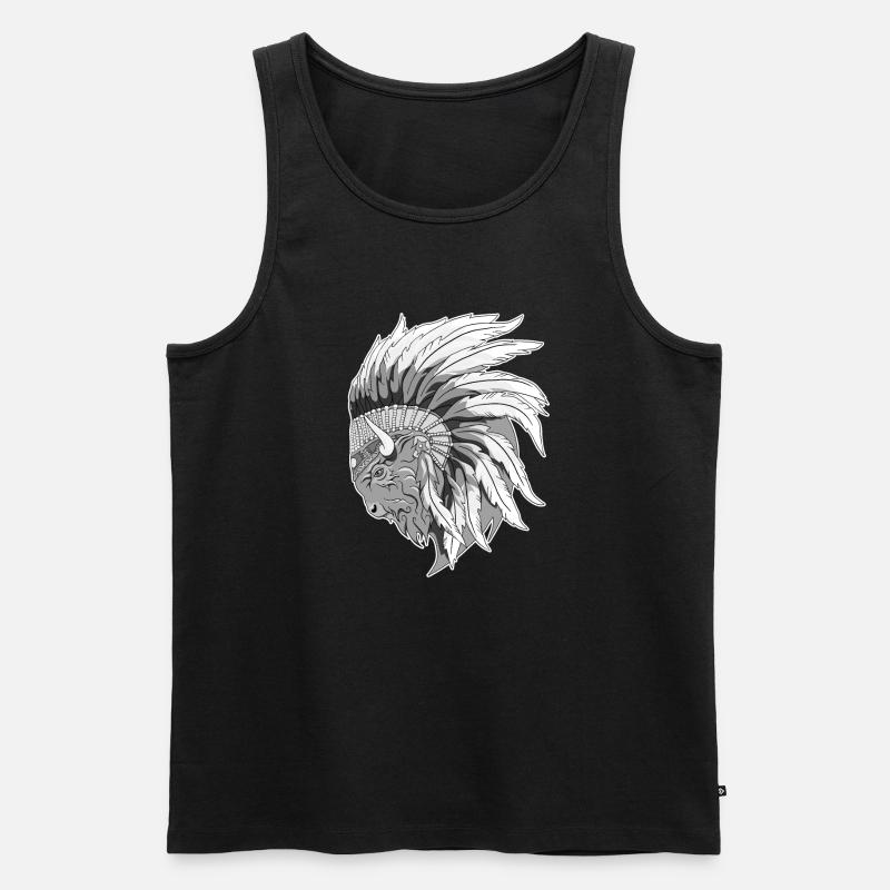 Kopf von Büffet - Männer Premium Bio Tank Top - Schwarz
