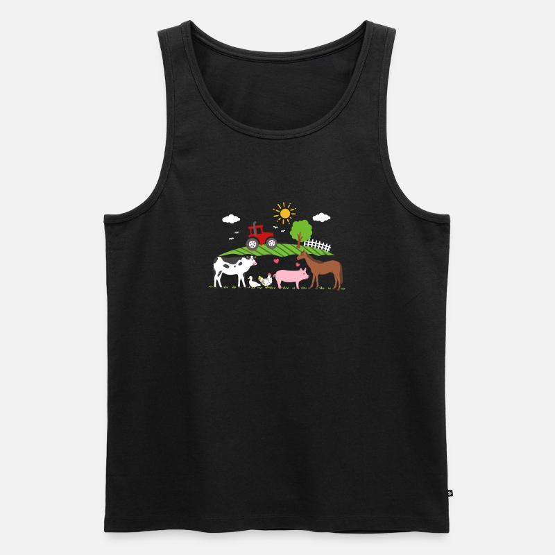 Bauernhof Traktor Nutztiere - Männer Premium Bio Tank Top - Schwarz