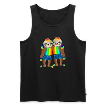 FIERTÉ LGBTQIA+ AMITIÉ - PARESSEUX - Débardeur bio Premium Homme - noir - Devant - Michal (187cm)