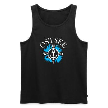 Symbole de la mer Baltique Mer Idée Ancre Boussole Nord-Est - Débardeur bio Premium Homme - noir - Devant - Michal (187cm)