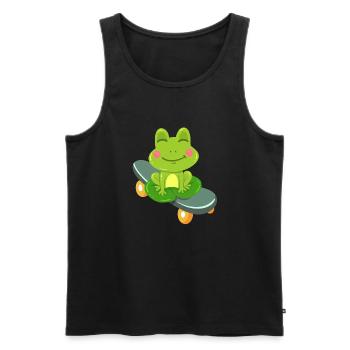 Frosch Skateboard Kawaii - Männer Premium Bio Tank Top - Schwarz - Vorne - Michal (187cm)