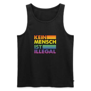 Kein Mensch ist illegal Regenbogen Menschenrechte - Männer Premium Bio Tank Top - Schwarz - Vorne - Michal (187cm)