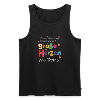 Kleine Menschen brauchen große Herzen - Danke - Männer Premium Bio Tank Top - Schwarz - Vorne - Michal (187cm)