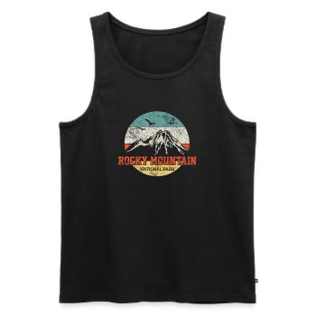 Rocky Mountain Wandern Vintage - Männer Premium Bio Tank Top - Schwarz - Vorne - AI Model Male 178 light (178cm)