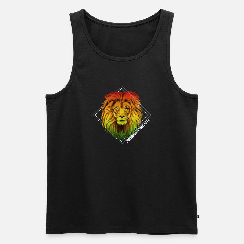 Rainbow Lion Diamond Pattern - Men's Premium Organic Tank Top - black
