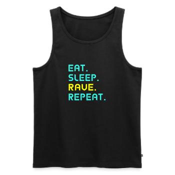 Eat. Sleep. Rave. Repeat. - Männer Premium Bio Tank Top - Schwarz - Vorne - AI Model Male 178 light (178cm)