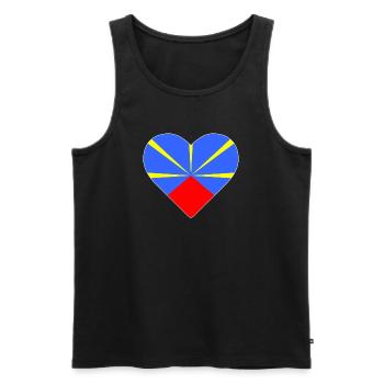 Heart flag the island of reunion - Men's Premium Organic Tank Top - black - Front - AI Model Male 178 light (178cm)