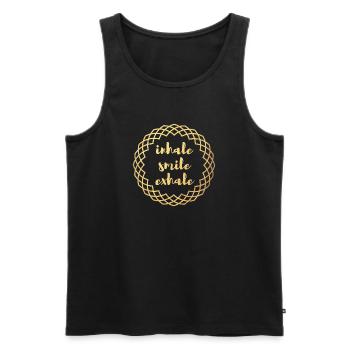 Inhale Exhale Yoga Or Cercle Meditation deluxe om - Débardeur bio Premium Homme - noir - Devant - Michal (187cm)