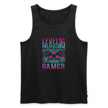16ème anniversaire Niveau 16 Gamer Gamer Jeux de jeu - Débardeur bio Premium Homme - noir - Devant - AI Model Male 178 light (178cm)