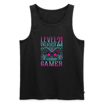 21. Geburtstag Level 21 Gamer Gaming Zocken - Männer Premium Bio Tank Top - Schwarz - Vorne - AI Model Male 178 light (178cm)