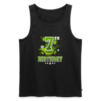 7. Geburtstag Fußball Kinder - Männer Premium Bio Tank Top - Schwarz - Vorne - Michal (187cm)
