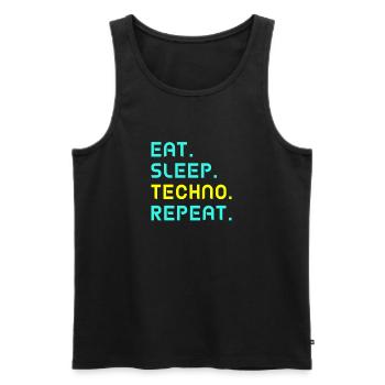 Eat. Sleep. techno. repeat. - Men's Premium Organic Tank Top - black - Front - AI Model Male 178 light (178cm)