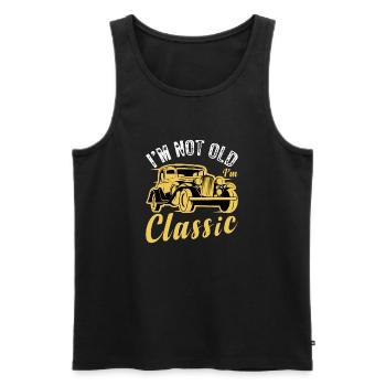 Citation de voiture drôle pour les amateurs de voitures im pas vieux im classe - Débardeur bio Premium Homme - noir - Devant - AI Model Male 178 light (178cm)
