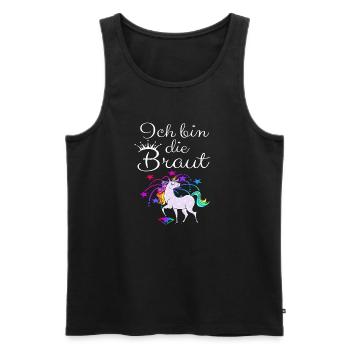 Einhorn "Ich bin die Braut" - Männer Premium Bio Tank Top - Schwarz - Vorne - Michal (187cm)