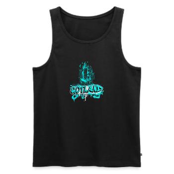 Gotland Graffiti Leuchtturm Design - Männer Premium Bio Tank Top - Schwarz - Vorne - AI Model Male 178 light (178cm)