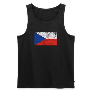 Flag Czech Republic Flag Grunge Retro Vintage - Men's Premium Organic Tank Top - black - Front - Michal (187cm)