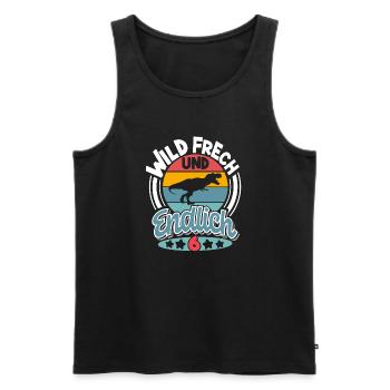 6 Jahre Kindergeburtstag Dino Dinosaurier - Männer Premium Bio Tank Top - Schwarz - Vorne - AI Model Male 178 light (178cm)