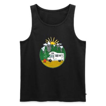 Camping Is My Life - Womo - Camping-car - Débardeur bio Premium Homme - noir - Devant - AI Model Male 178 light (178cm)