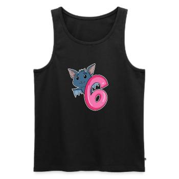 6 ans - 6ème anniversaire - motif chauve-souris - Débardeur bio Premium Homme - noir - Devant - Michal (187cm)